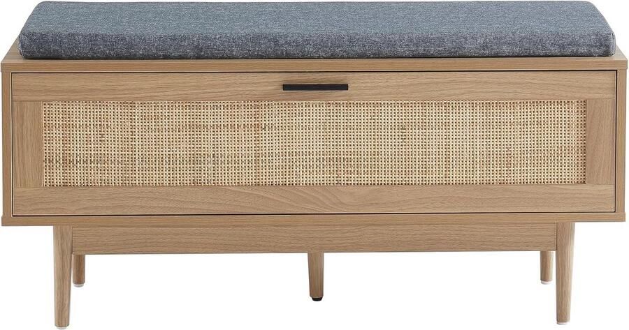 Schoenenbank Rotan Rieten 100 cm Comfortabele Zitting en Retro Design