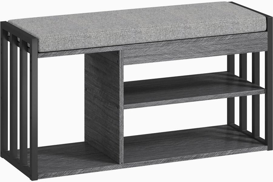 Schoenenbank schoenenkast met zitkussen Grijs