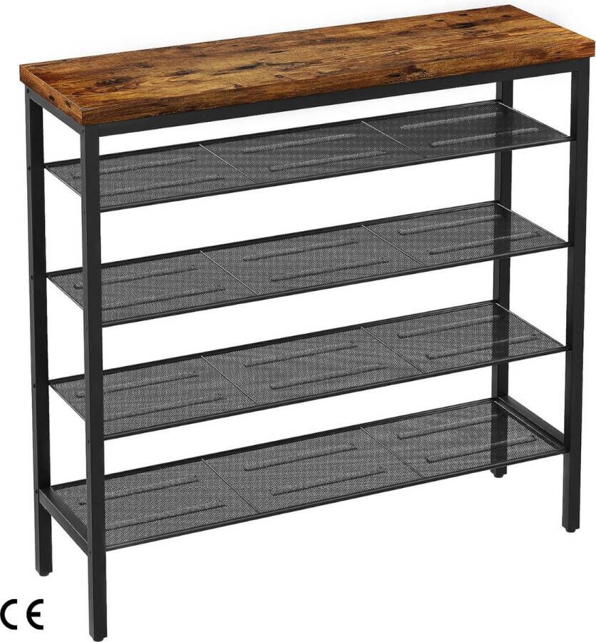 Schoenenbank Schoenenkast Schoenenrek en Organizer 105x30x95 cm 5-Laagse Schoenenopslag en Multifunctionele Plank voor Kast Badkamer Hal Zware Opbergunit voor Schoenen Boeken Planten Efficiënte Schoenenopslagoplossing