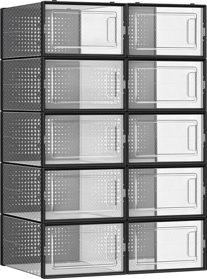 Rootz Living Rootz Schoenendoos Set Doorzichtige plastic schoenenorganizer Opbergcontainer Lichtgewicht 33 5 cm x 23 2 cm x 14 3 cm Pak van 12