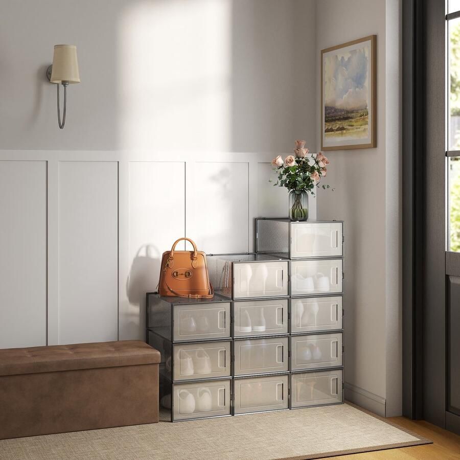 Schoenendozen set van 12 plastic schoenenorganizers