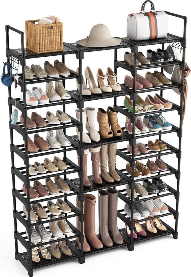 Schoenenkast Opbergkast 16 Kubussen Kinderen Kledingkast Deuren Kunststof Steekrek Multifunctioneel Schoenen Speelgoed 123 x 31 x 123 cm Roze LPC906P01 - Foto 11