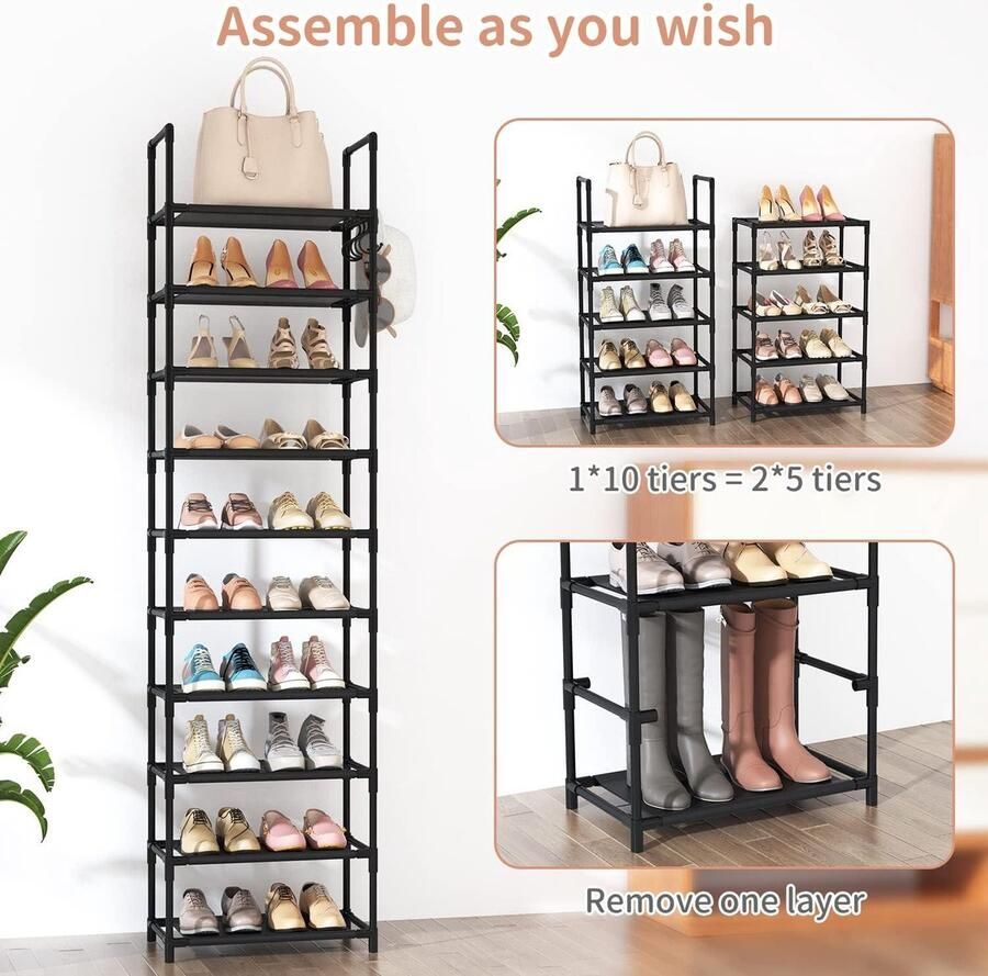 Schoenenkast Opbergkast 16 Kubussen Kinderen Kledingkast Deuren Kunststof Steekrek Multifunctioneel Schoenen Speelgoed 123 x 31 x 123 cm Roze LPC906P01 - Foto 5