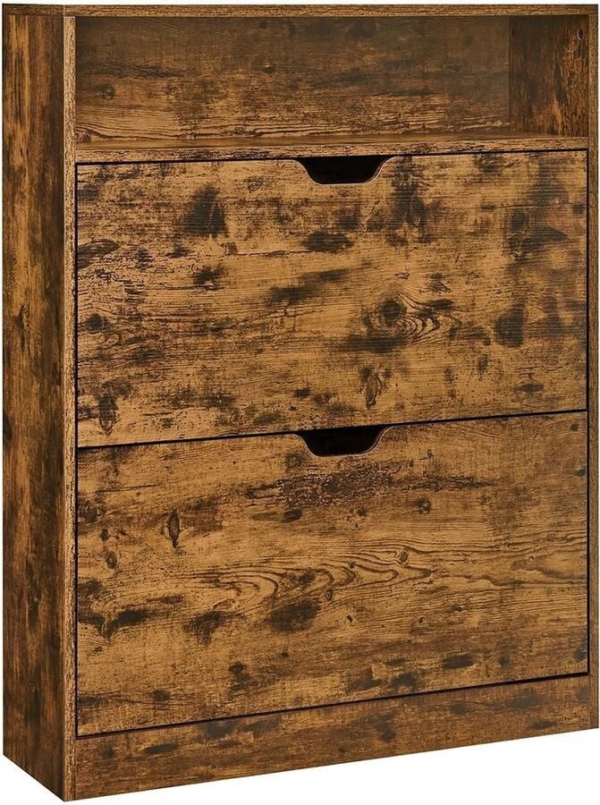 Schoenenkast 2 Kleppen Schoenenopberger Bruine Organizer 24cm x 80cm x 102cm Ruimtebesparend