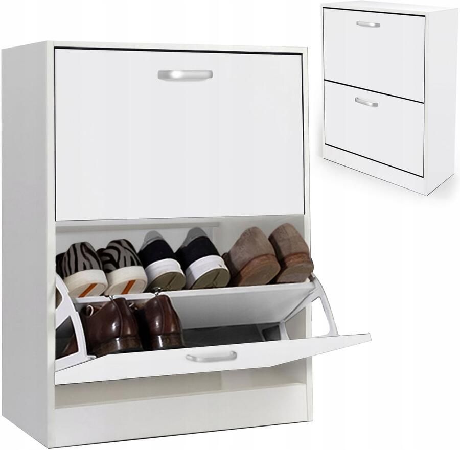 Schoenenkast 2-vaks plank SCHOENEN ruime ladekast voor de gang PLANK