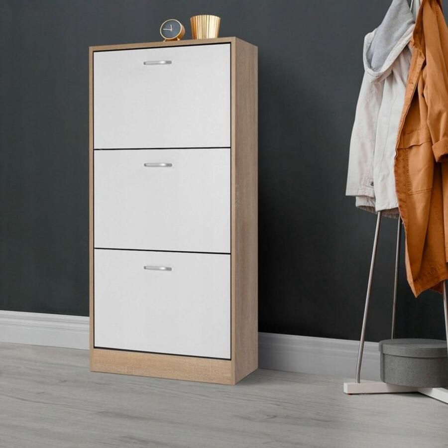 SCHOENENKAST 3-COMPARATIE PLANK SCHOENEN ruime ladekast voor de gang PLANK