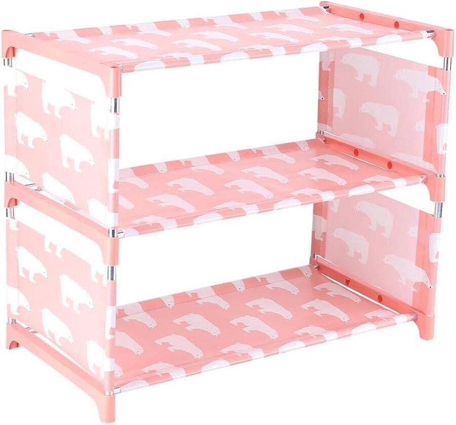 Schoenenkast Opbergkast 16 Kubussen Kinderen Kledingkast Deuren Kunststof Steekrek Multifunctioneel Schoenen Speelgoed 123 x 31 x 123 cm Roze LPC906P01 - Foto 7