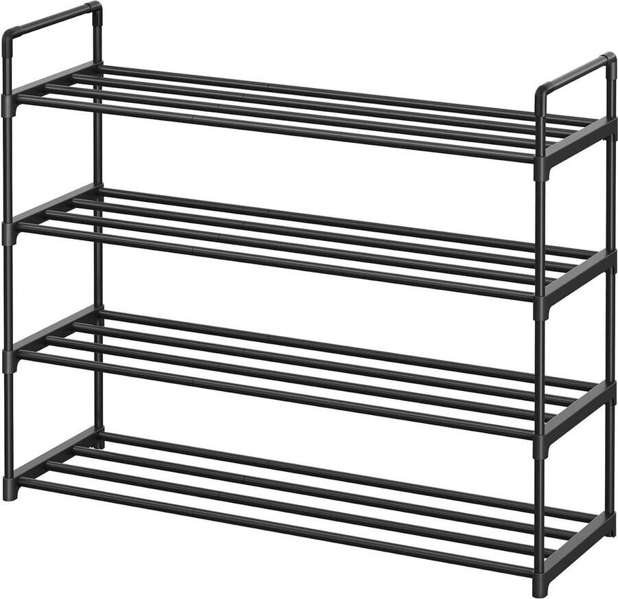 Schoenenkast 4 niveaus metalen schoenenopslag 20 paar schoenen woonkamer hal kleedkamer 92 x 30 x 73 cm zwart