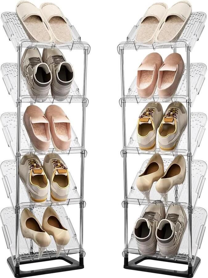 Schoenenkast 5 niveaus smal ruimtebesparend schuin schoenenrek schoenenorganizer multifunctioneel hall slaapkamer werkkamer