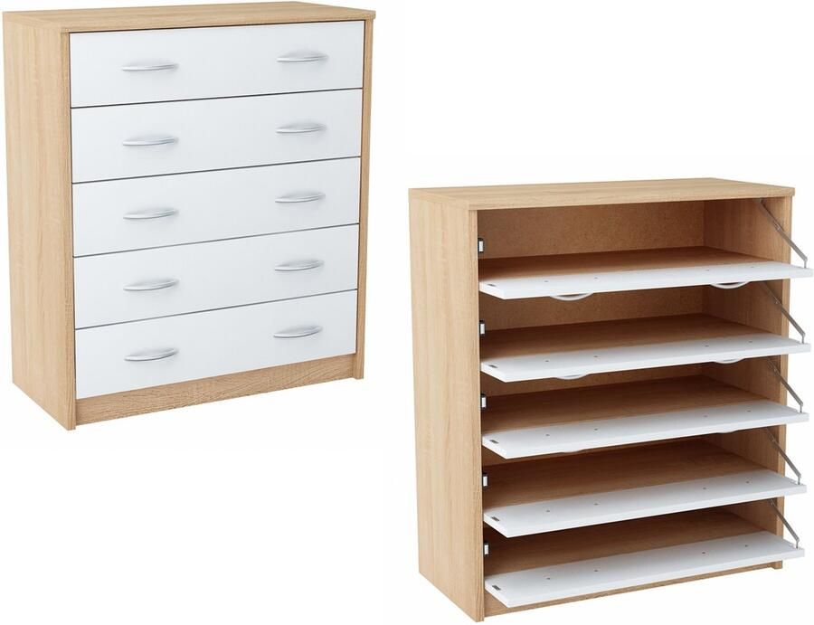 Schoenenkast 5S WIT-SONOMA stellingkast