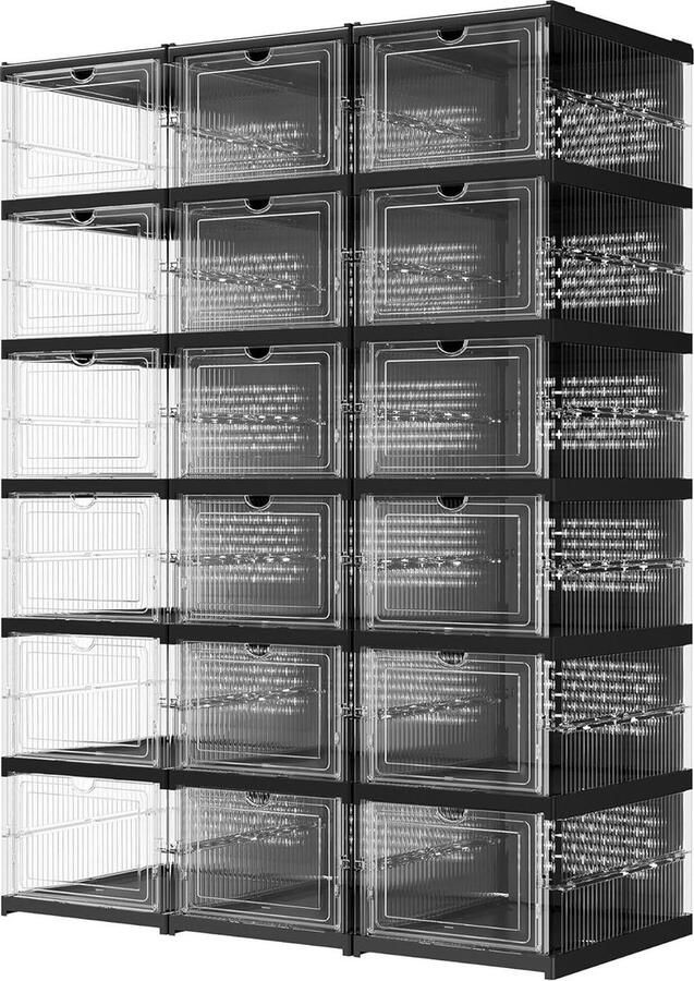 Schoenenkast Opbergkast 16 Kubussen Kinderen Kledingkast Deuren Kunststof Steekrek Multifunctioneel Schoenen Speelgoed 123 x 31 x 123 cm Roze LPC906P01 - Foto 10