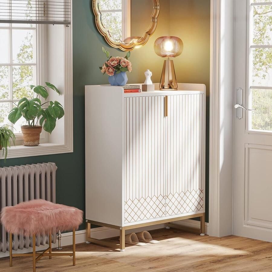 Schoenenkast 75 x 35 x 105 cm – 5-laags schoenenopbergkast met 2 deuren voor 25 paar schoenen – moderne houten schoenenorganizer voor hal slaapkamer en woonkamer – Vermissen - Foto 2