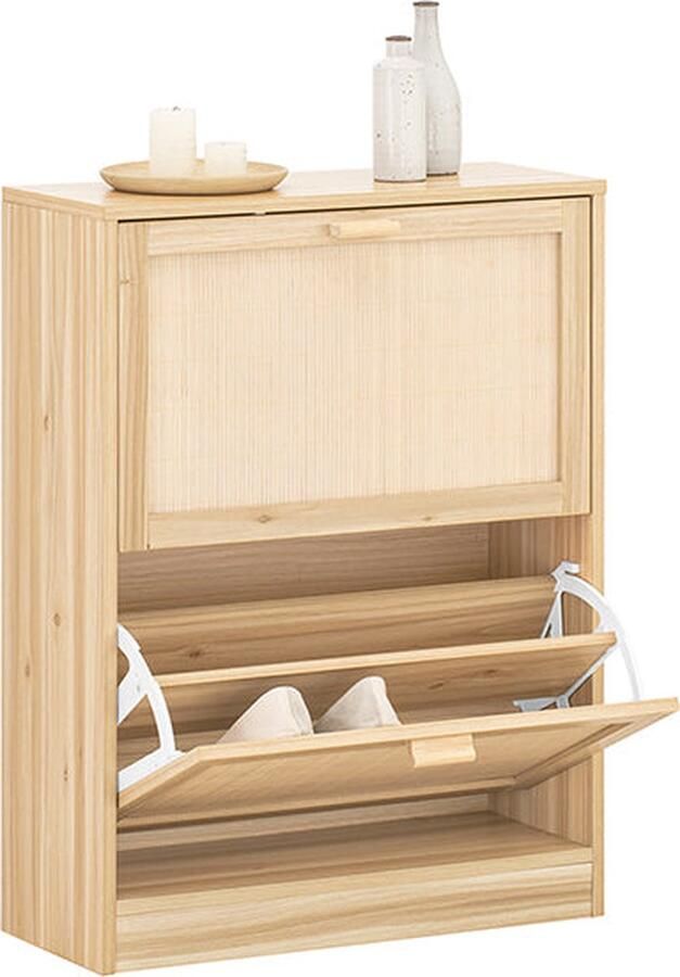 Rootz Living Rootz Schoenenkast Bamboe Opbergruimte Opbergunit Kantelvergrendeling 60cm x 80cm x 24cm