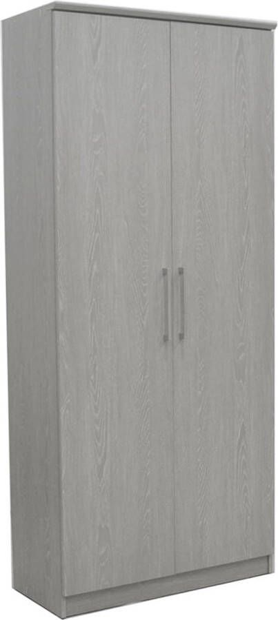 Schoenenkast Graham Grijs Eiken 30 paar schoenen Breedte 80 cm Hoogte 183 cm Diepte 37 cm Met openslaande deuren