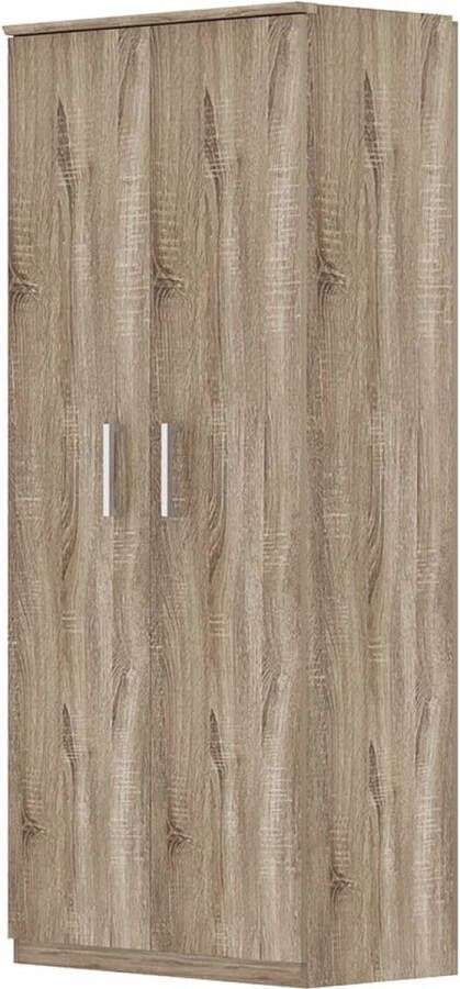 Schoenenkast Graham Sonoma Breedte 80 cm Hoogte 183 cm Diepte 36 cm Met planken Met openslaande deuren