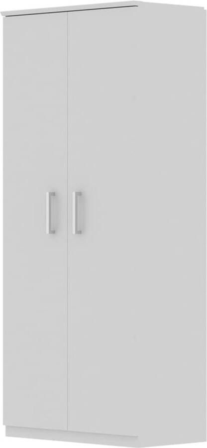 Schoenenkast Graham Wit Breedte 80 cm Hoogte 183 cm Diepte 36 cm Met planken Met openslaande deuren