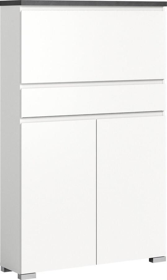 Rootz Living Rootz Schoenenkast Halkast Halorganisator Houtmateriaal Wit Offset Industrieel Grijs Nb Ca. 95x152x27 cm