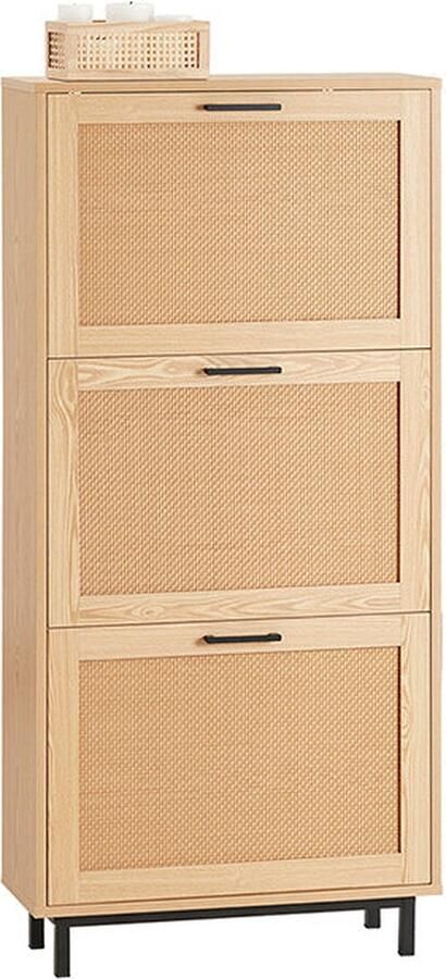 Rootz Living Rootz Schoenenkast Entree Organizer Schoenen Opbergruimte MDF(PDF) PVC Rotan Metaal 60cm x 127cm x 24cm