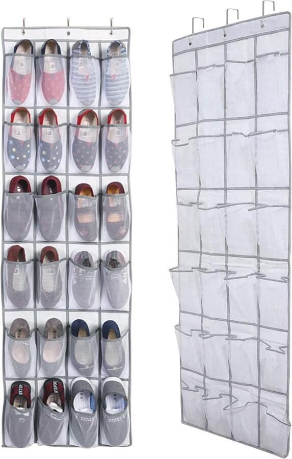 Schoenenkast Hangend 24 vakken 48.5cm×163cm Opbergen van Schoenen aan Deur Hangende opberger Oplossing voor rondslingerende schoenen Kledingkast organizer voor slaapkamer woonkamer en badkamer