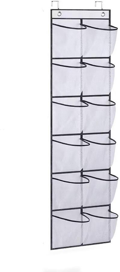Schoenenkast Hangend Schoenenzak 12 vakken Opbergen van Schoenen aan Deur Niet-geweven stoffen -Oplossing voor rondslingerende schoenen Deurhanger Opbergzak 145×30cm Schoenenzak Grijs