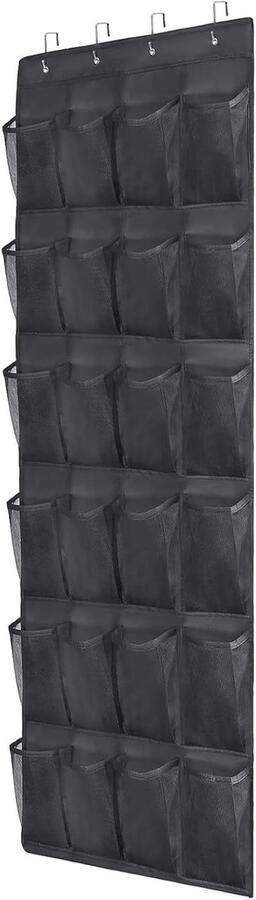 Schoenenkast Hangend Schoenzak Polyestervezel Opvouwbare Schoenenrek 24 Vakken Schoenen Opbergen aan de Deur Oplossing voor Rondslingerende Schoenen 56*150CM Zwart