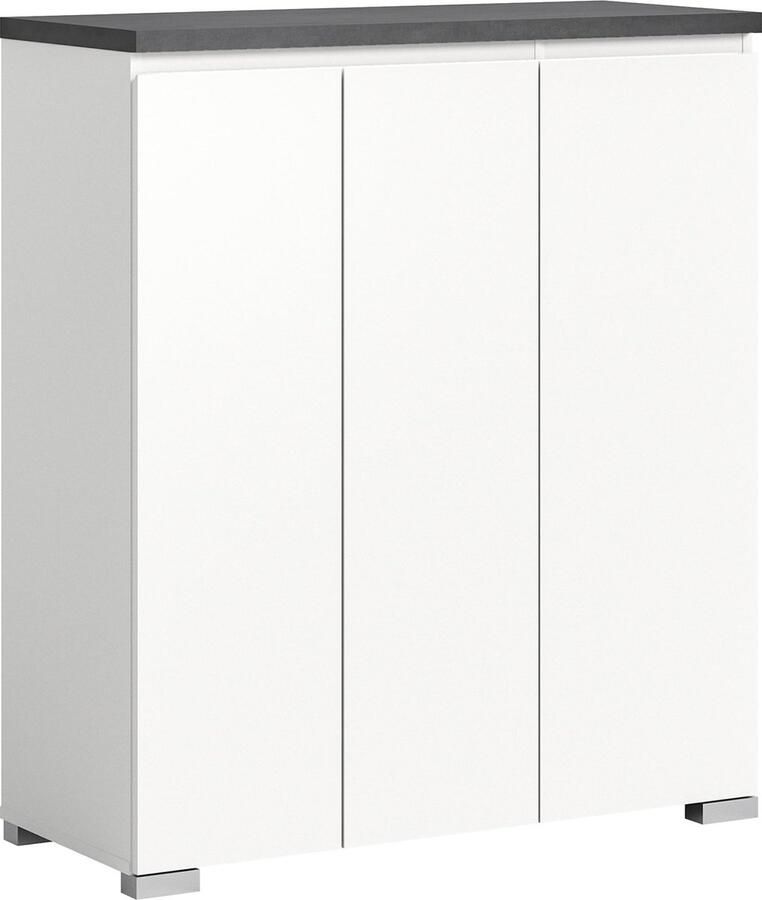 Rootz Living Rootz Schoenenkast Houten Gangkast Wit Offset Industrieel Grijs Nb Schoenenopbergsysteem 95cm x 109cm x 40cm