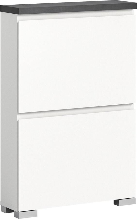 Rootz Living Rootz Schoenenkast Houtopslag Witte kast Offset Industrieel Grijs Nb Schoenenorganisatie Ca. 60x91x18 cm