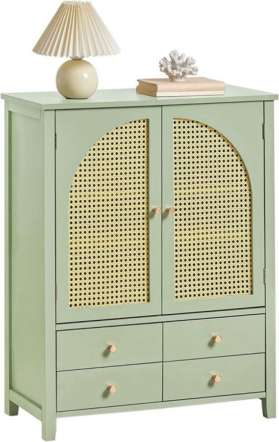 schoenenkast keukenkast dressoir met roosterlook deuren kast buffet opbergkast commode groen BHT ca.: 70x90x34cm