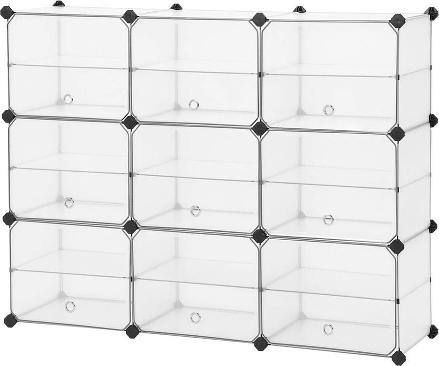 Schoenenkast kunststof blokjesrek tussenschotten witte LPC502W met deur en rubberen hamer voor kleedkamer woonkamer slaapkamer