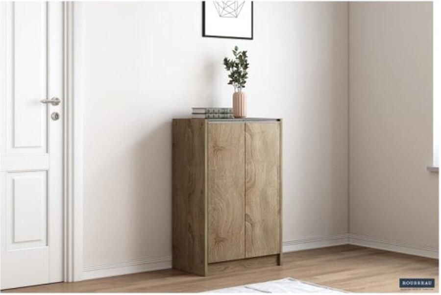 ZAZA Home Schoenenkast 'Lilly' 2 deuren Sonoma Spaanderplaat en decor