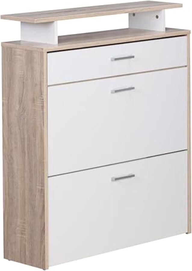 Schoenenkast MDF Sonoma Eik 80 cm Breed Stijlvol Dressoir voor Schoenen in Smalle Ruimtes