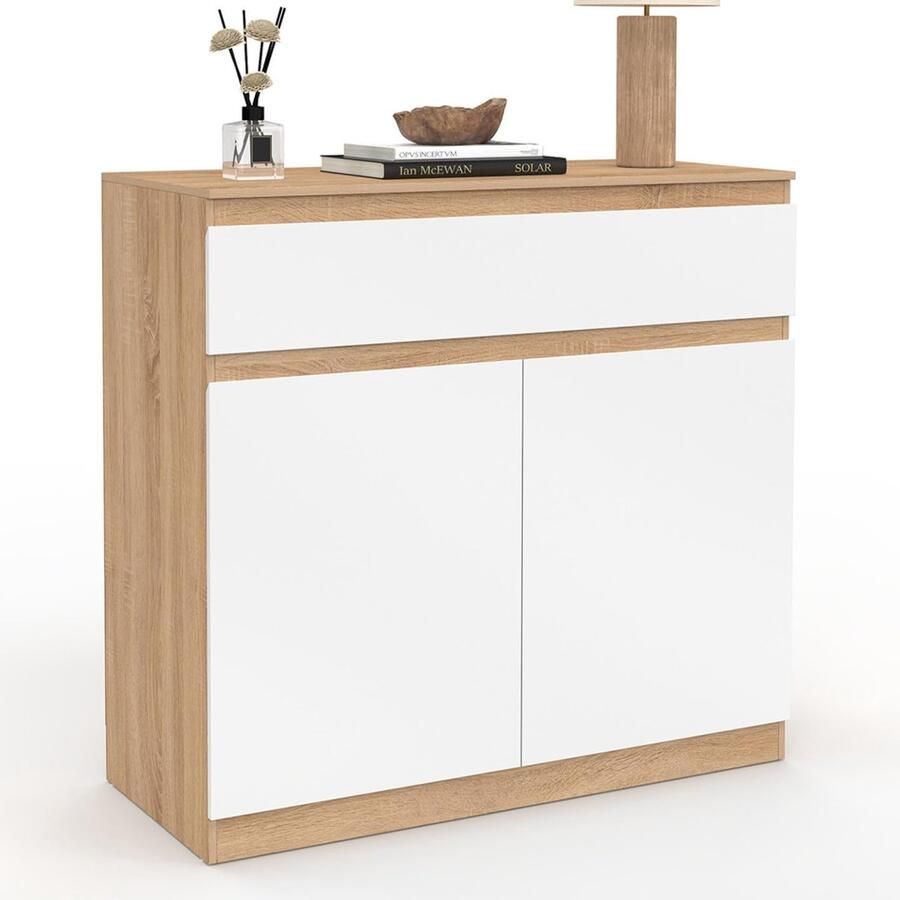 Schoenenkast met 12 paar 2 deuren en 1 lade hout en metaal industrieel design