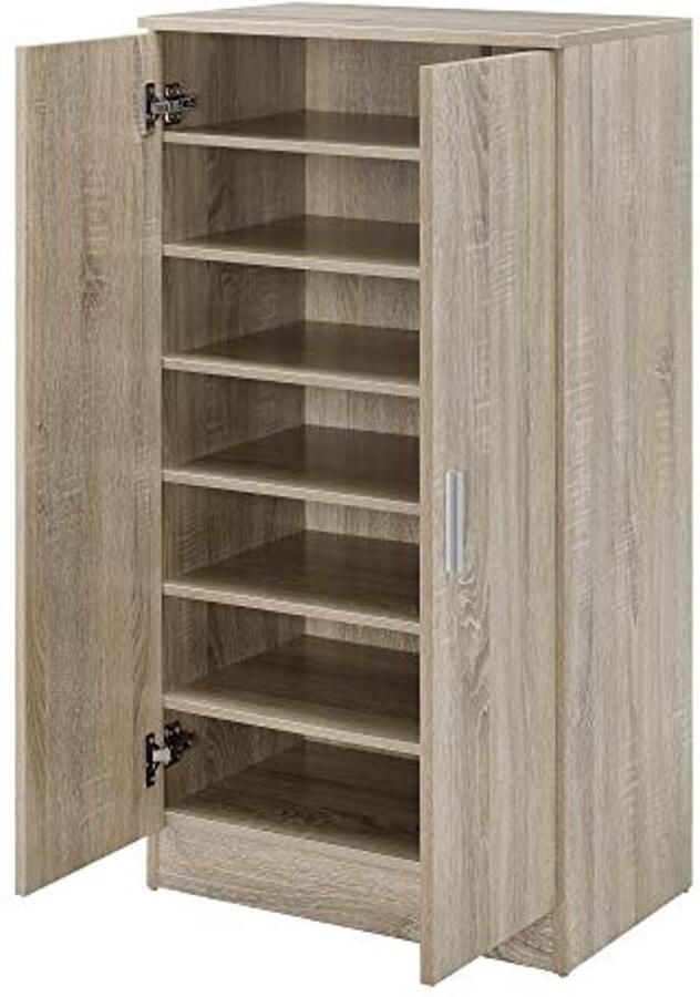 Schoenenkast met 2 Deuren en 7 Planken Opbergmeubel voor 14 Paar Schoenen