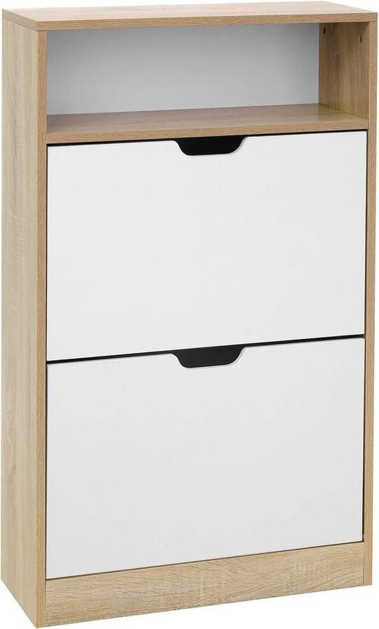 Schoenenkast met 2 Kleppen en Extra Vak Ruimte voor 12 Paar Schoenen Ondersteuning en Stijl - Foto 2