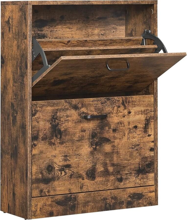 Schoenenkast met 2 kleppen en verstelbare scheidingswanden voor 12 paar damesschoenen Vintage ontwerp