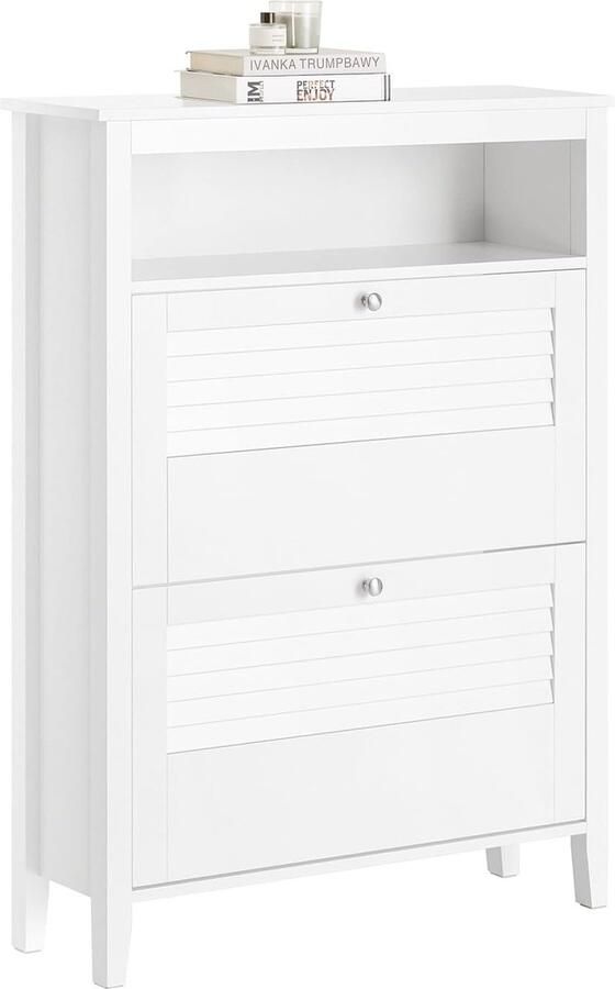 Schoenenkast met 2 Kleppen Ruimtebesparend Schoenenrek voor Ingang Woonkamer en Slaapkamer - Foto 2