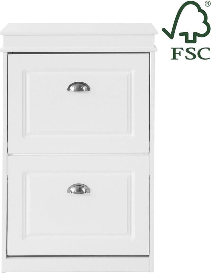 Rootz Living Rootz Schoenenkast met 2 kleppen Schoenenkantelaar Schoenenkast FSC-gecertificeerd Aan de muur te bevestigen 100% recyclebare verpakking 54 cm x 83 cm x 24 cm