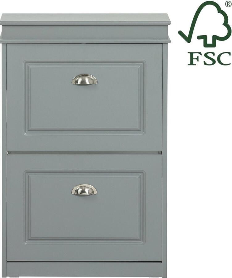 Rootz Living Rootz Schoenenkast met 2 kleppen Schoenenkantelaar Schoenenorganizer FSC-gecertificeerd Aan de muur te bevestigen 100% recyclebare verpakking 53 cm x 82 cm x 24 cm