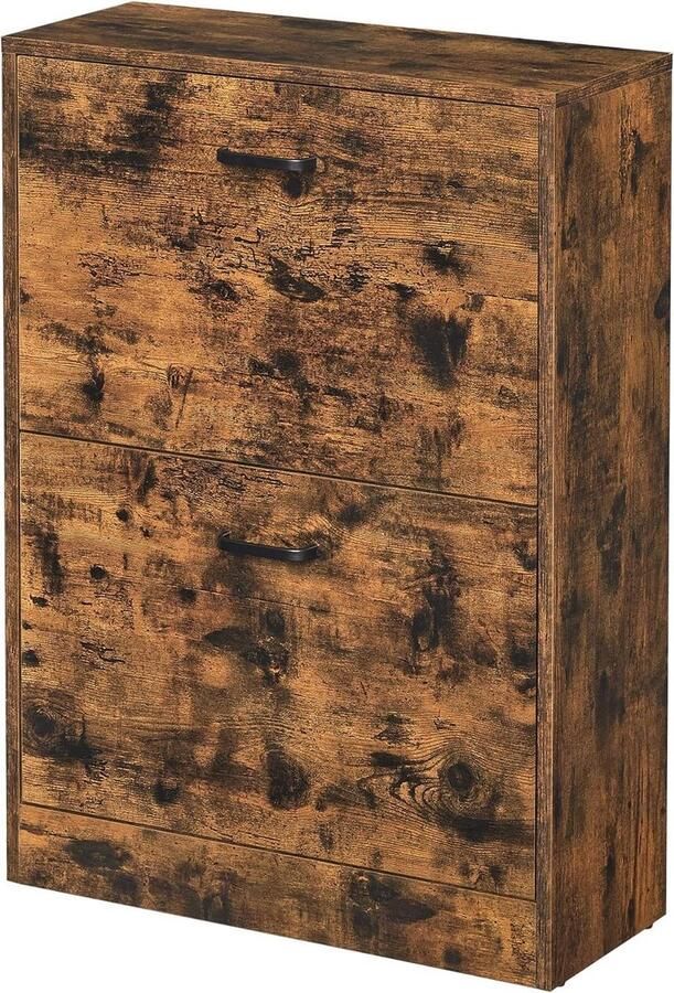 Schoenenkast met 2 klapdeuren verstelbare en afneembare verdeler 12 paar damesschoenen 8 herenschoenen smalle ingang 60 x 24 x 835 cm (l x b x h) wit - Foto 9