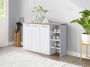 Schoenenkast met 3 deuren en 3 opbergvakken – Wit en houtlook – SKAIDO L 120 cm x H 80 cm x D 30 cm - Thumbnail 1