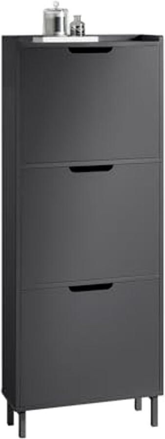 Schoenenkast met 3 Kleppen en 6 Legplanken Elegante Opbergruimte voor de Hal