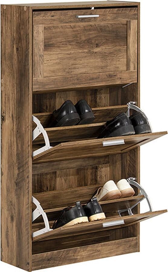 Rootz Living Rootz Schoenenkast met 3 kleppen Schoenenkantelaar Schoenenkast Ruimtebesparend ontwerp Muurveilig kantelslot Veelzijdige opslag 60 cm x 115 cm x 23 cm