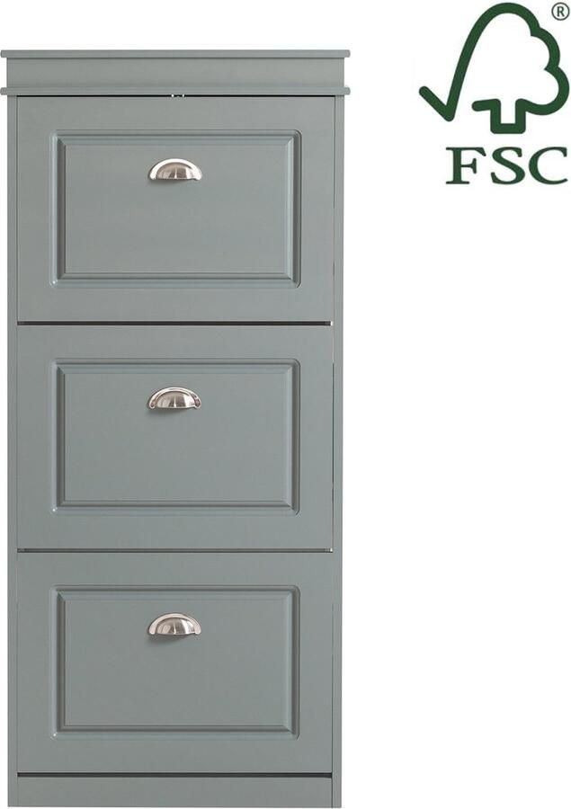 Rootz Living Rootz Schoenenkast met 3 kleppen Schoenenkantelaar Schoenenorganizer FSC-gecertificeerd Aan de muur te bevestigen 100% recyclebare verpakking 53 cm x 117 cm x 24 cm