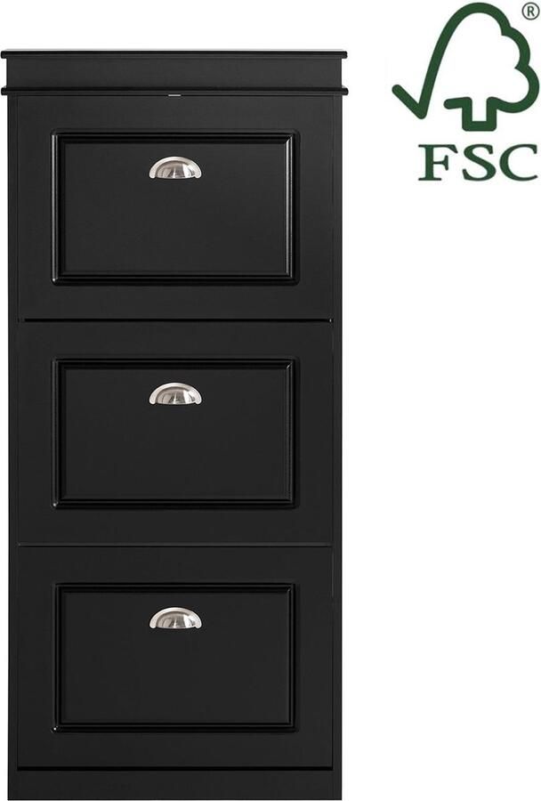 Rootz Living Rootz Schoenenkast met 3 kleppen Schoenenrek Schoenenkast FSC-gecertificeerd Stevige constructie Kan aan de muur worden bevestigd 53 cm x 117 cm x 24 cm