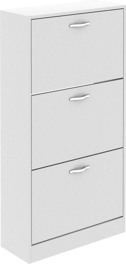 Schoenenkast met 3 Laden Wit Houten Organizer voor Schoenen