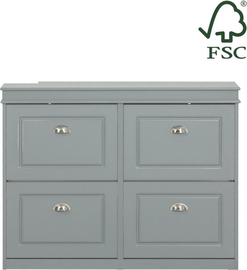 Rootz Living Rootz Schoenenkast met 4 kleppen Schoenenkantelaar Schoenenorganizer FSC-gecertificeerd Stevige constructie Kan aan de muur worden bevestigd 105 cm x 82 cm x 24 cm