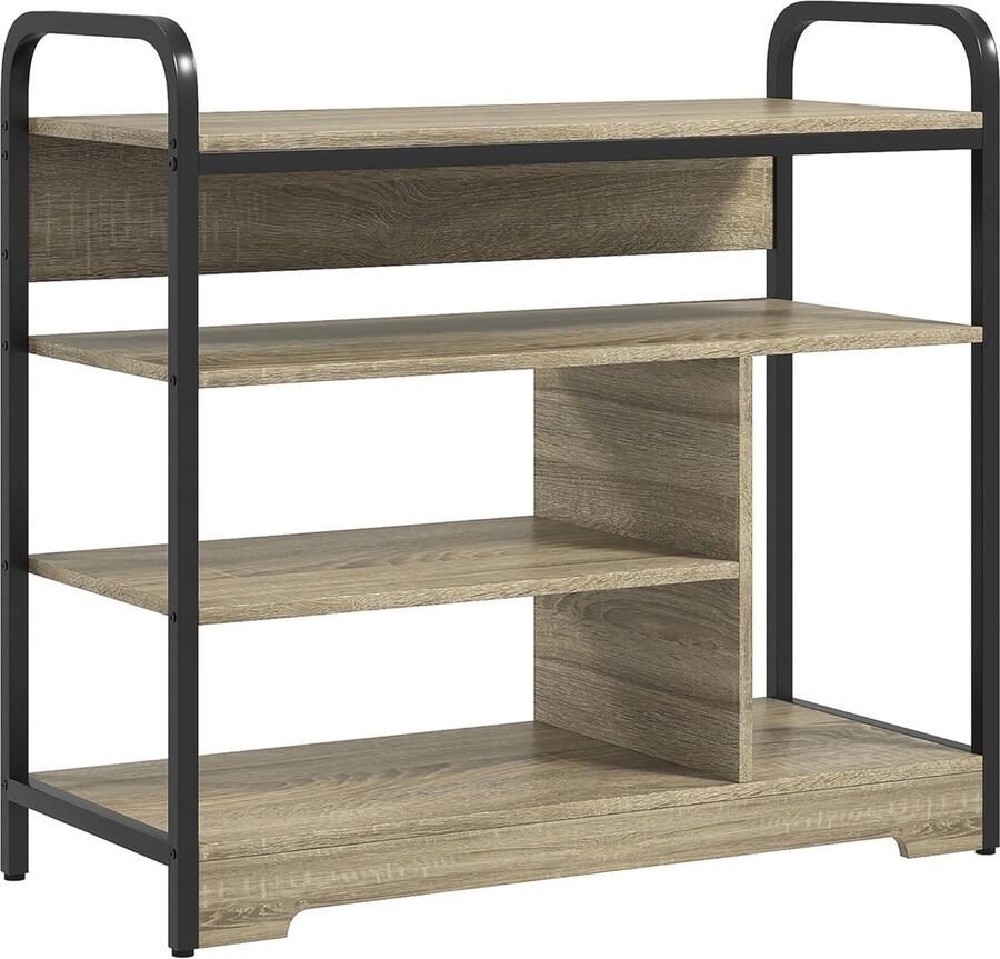 Schoenenkast met 4 Niveaus en Metalen Frame Zwart 70 x 30 x 65 cm