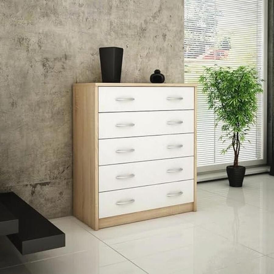 Schoenenkast met 5 Opklapbare Lades Ruimtebesparende Schoenenopslag 74 cm Breed Sonoma Wit