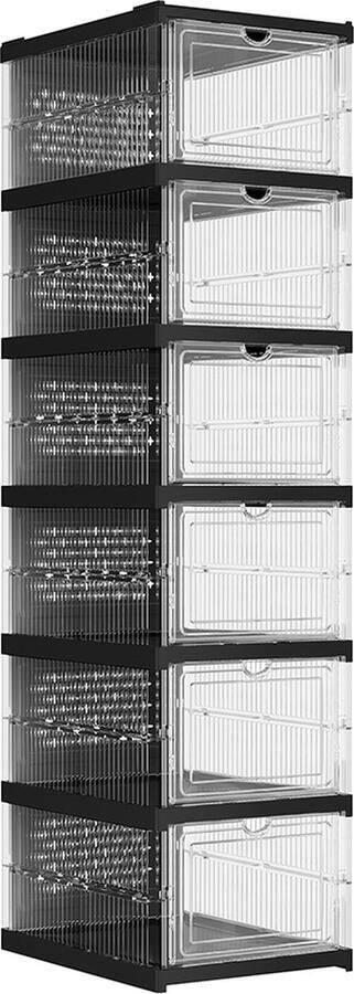 Woon Wereld Schoenenkast met 6 schoenendozen transparant-inkt-zwart