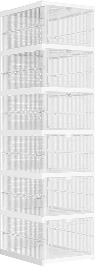 Woon Wereld Schoenenkast met 6 schoenendozen transparant wolkwit